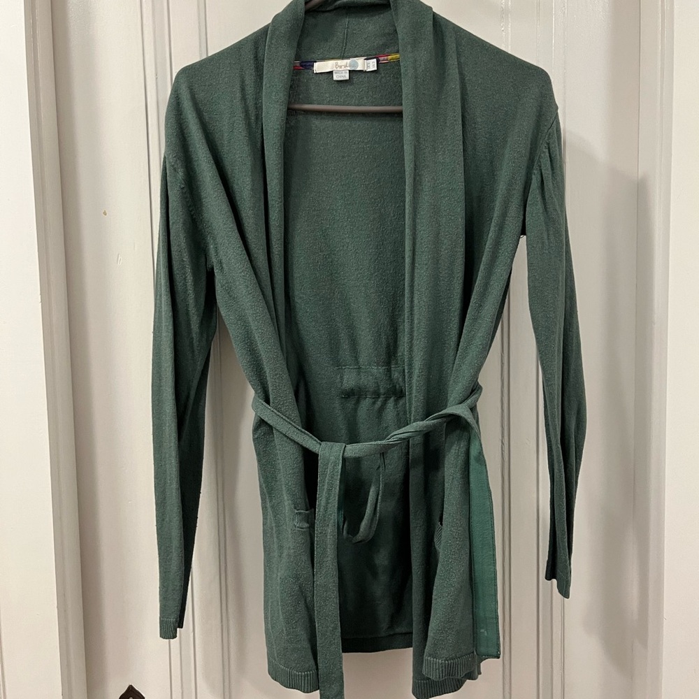 Boden angora/cashmere blend dark green wrap sweater with shawl collar, us2/uk6